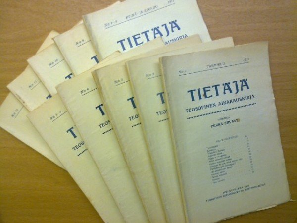 Ervast Pekka: Tietäjä teosofinen aikakauskirja 1913 N:o 1-12 (kaksoisnumerot 5-6 ja 7-8)