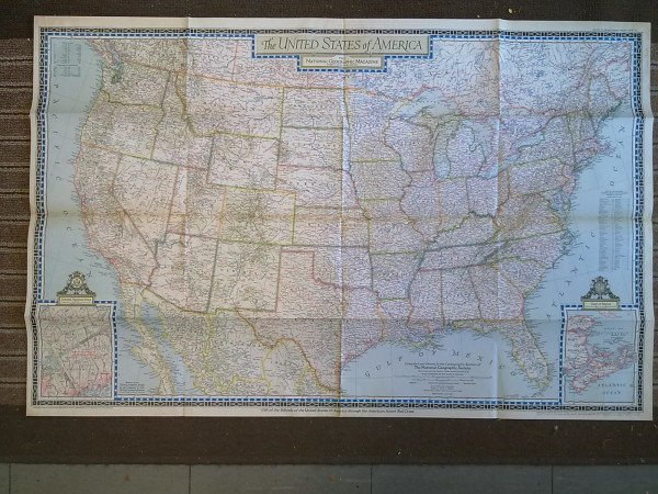 Map of the United States of America - National Geographic Magazine 1946 Vol. XC No. 1 (104 cm x 68 c