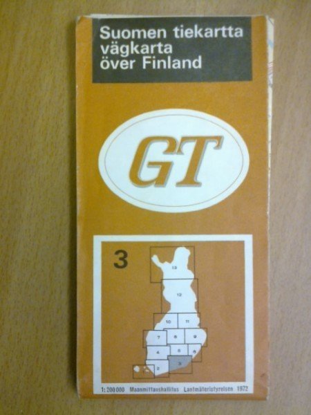 Suomen tiekartta 1:200.000 GT 3 Vägkarta över Finland  1972