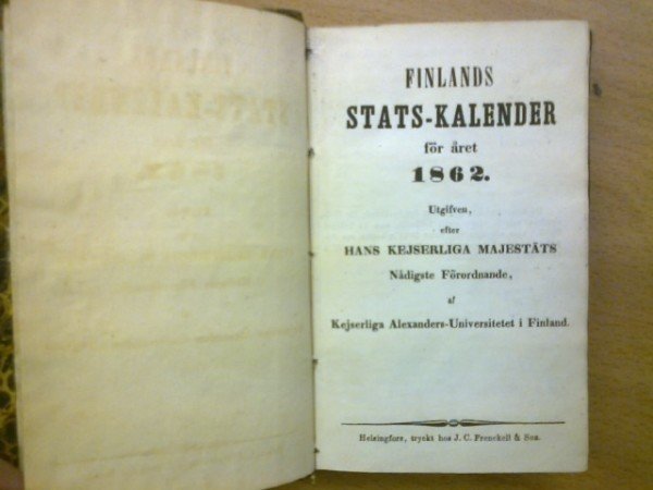 Finlands Stats-kalender för året 1862