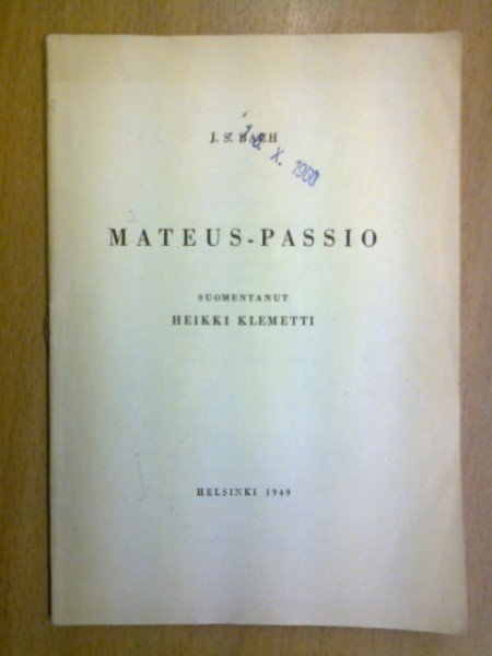 Bach J.S.:  Mateus-passio