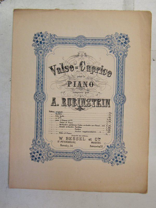 Rubinstein A.: Valse-Caprice pour le Piano composee par A. Rubinstein