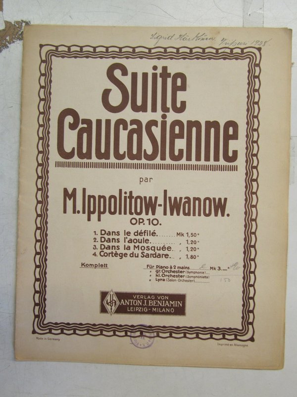 Ippolitow-Iwanow M.: Suite Caucasienne Op. 10.