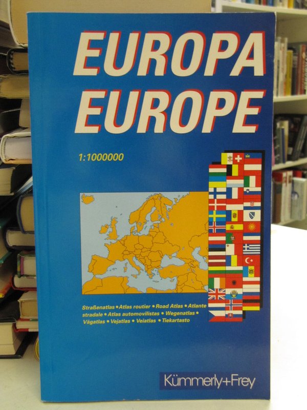 Europa Europe 1:1000000 Tiekartasto paikannimiluetteloineen sekä yleiskartta 45 kaupungista.