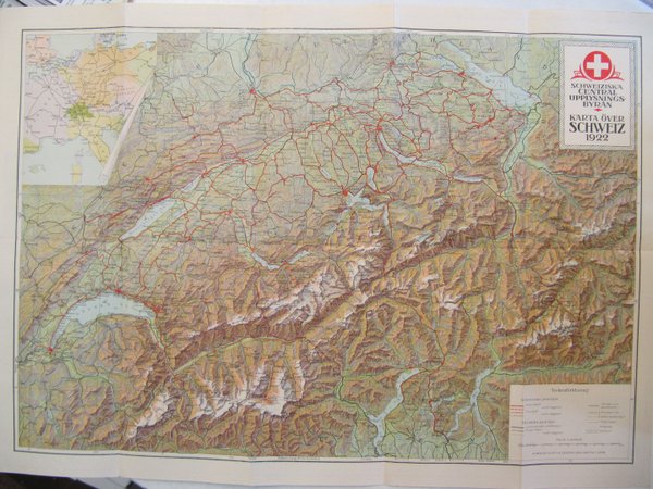 Karta över Schweiz (1922 matkailuesite)